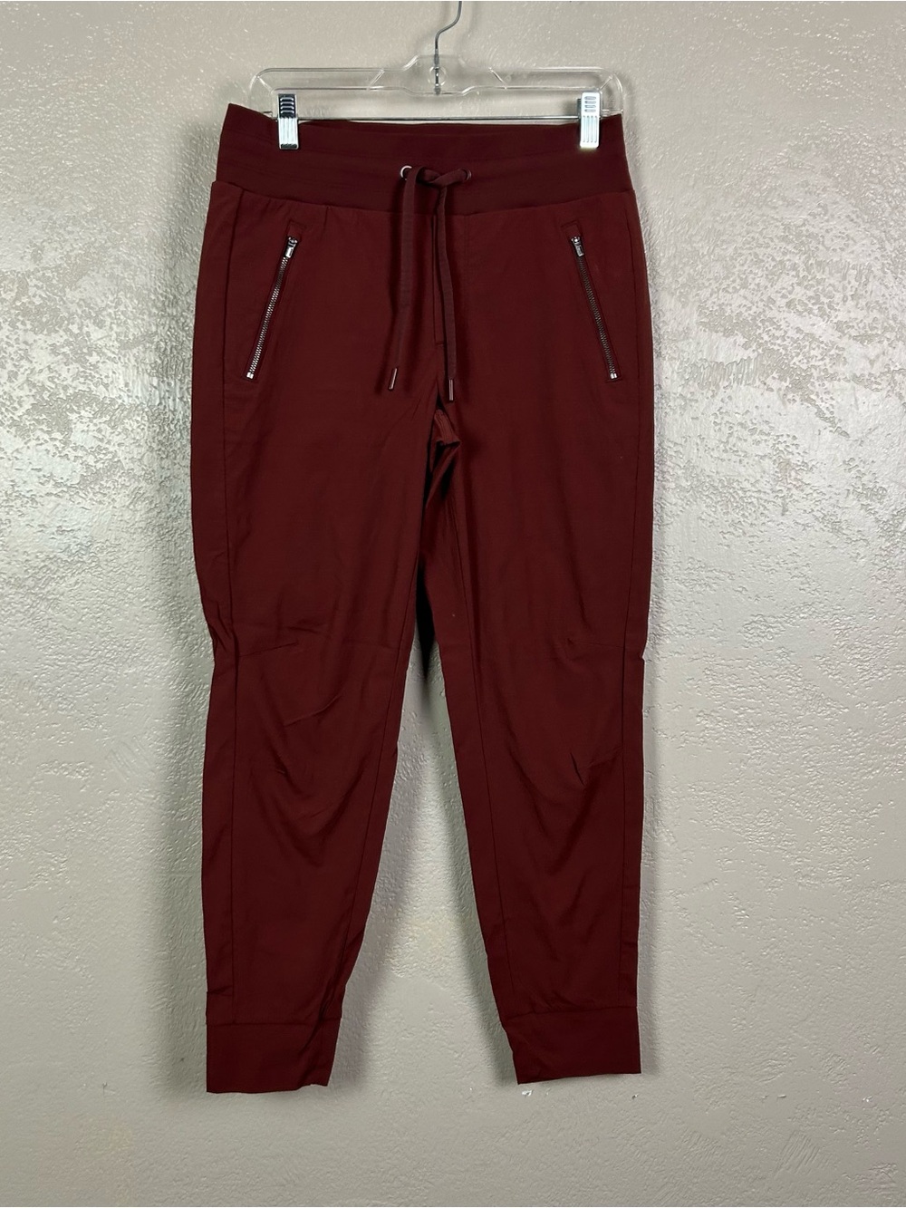 Athleta Burgundy Zip-Pocket Drawstring Joggers